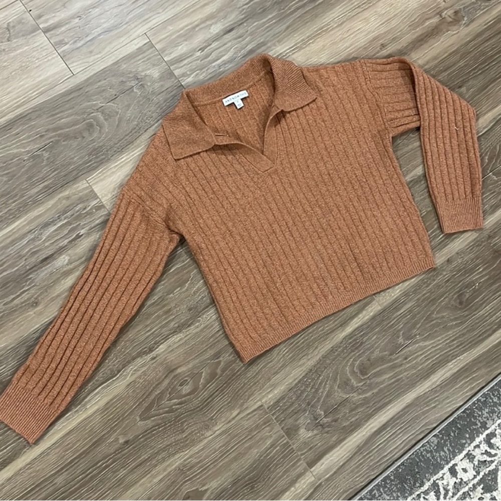 And Now This | Ribbed Collard Sweater